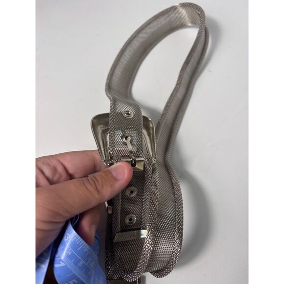 Women's Mesh Chainmail Belt Silver VTG 80s maximalist retro disco funky - Picture 5 of 5